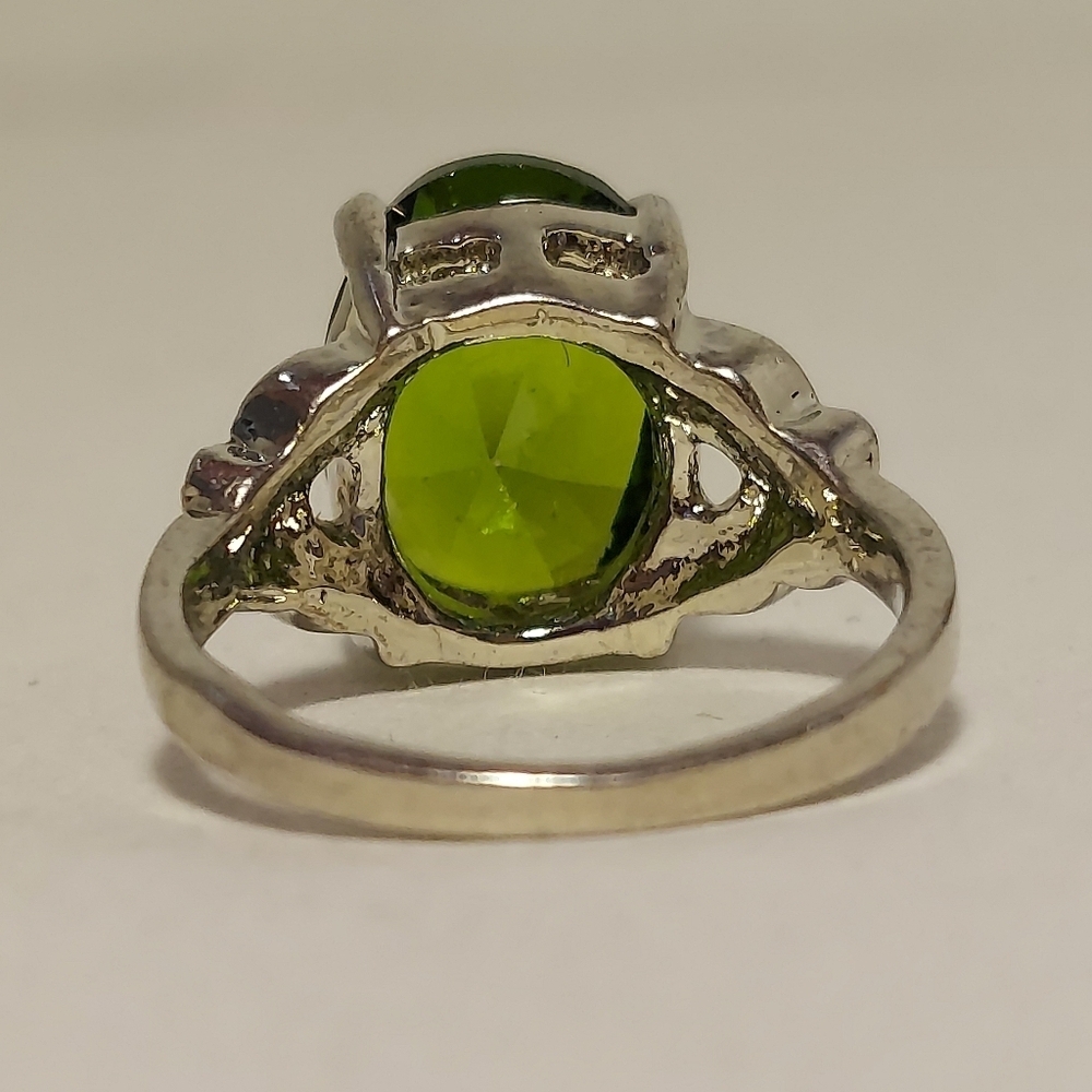 Sterling Silver 925 Faux Emerald Ring Green Gemstone Rhinestone 6.5 - Picture 8 of 10